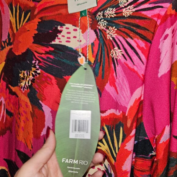 NWT FARM RIO Colorful Flowers Jersey Midi Dress - Picture 8 of 10